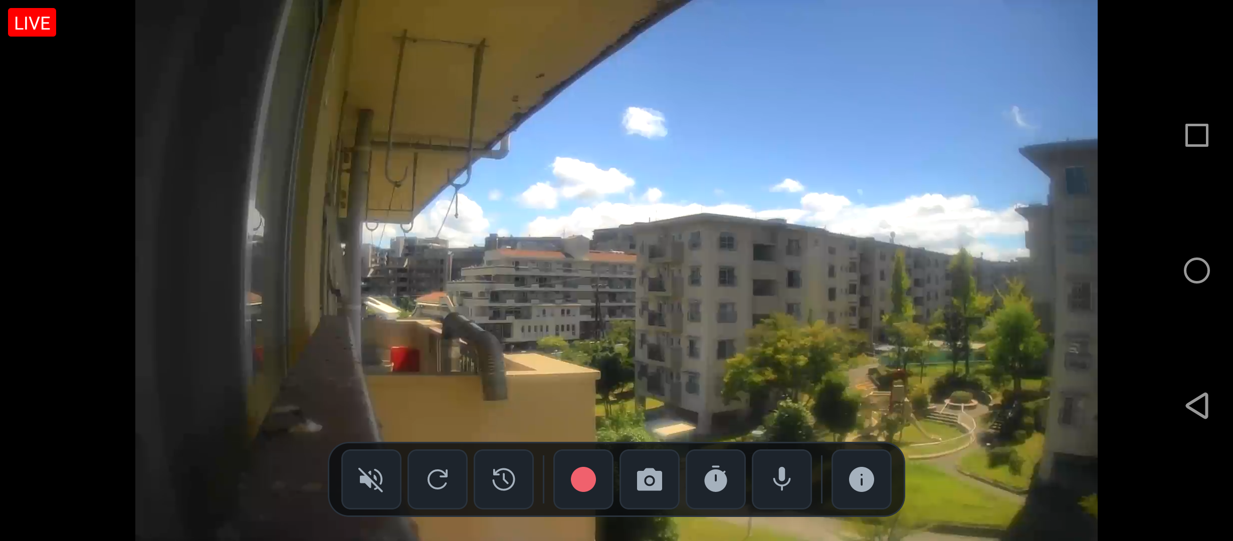 One camera fullscreen on its main stream, phone held sideways
